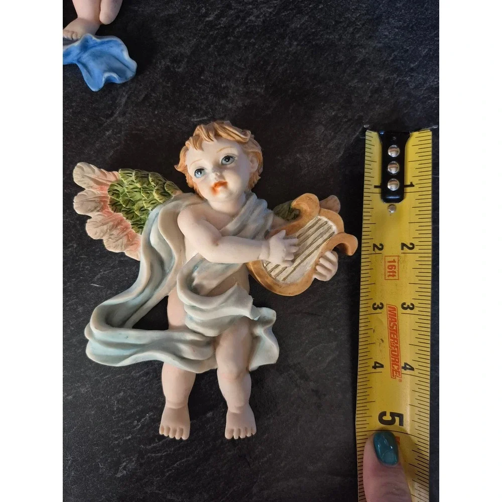 Sansco 1995 Cherub‎ Angel Wall Plaques Set of 3 Floral Lyre Heavenly Decor Art